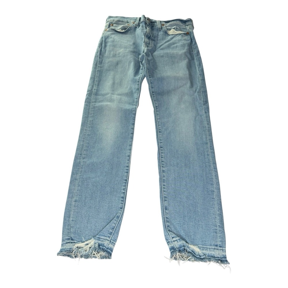 Levi's 510 Premium Jeans Mens 32x30 Light Wash Distressed Hem Denim Pants